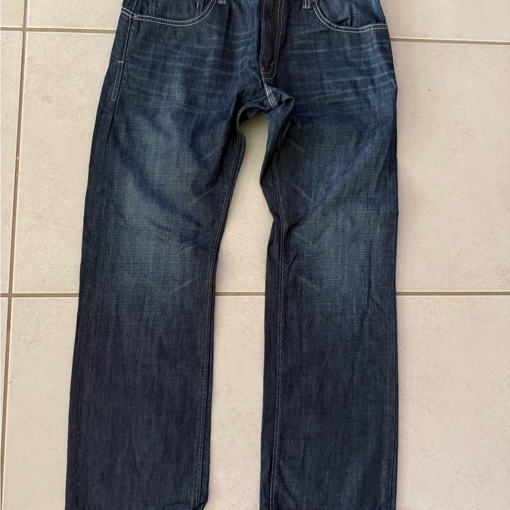 Levis 514 Jeans Mens 34x30 Blue Slim Straight Zip Fly Denim Zipper Back Pockets